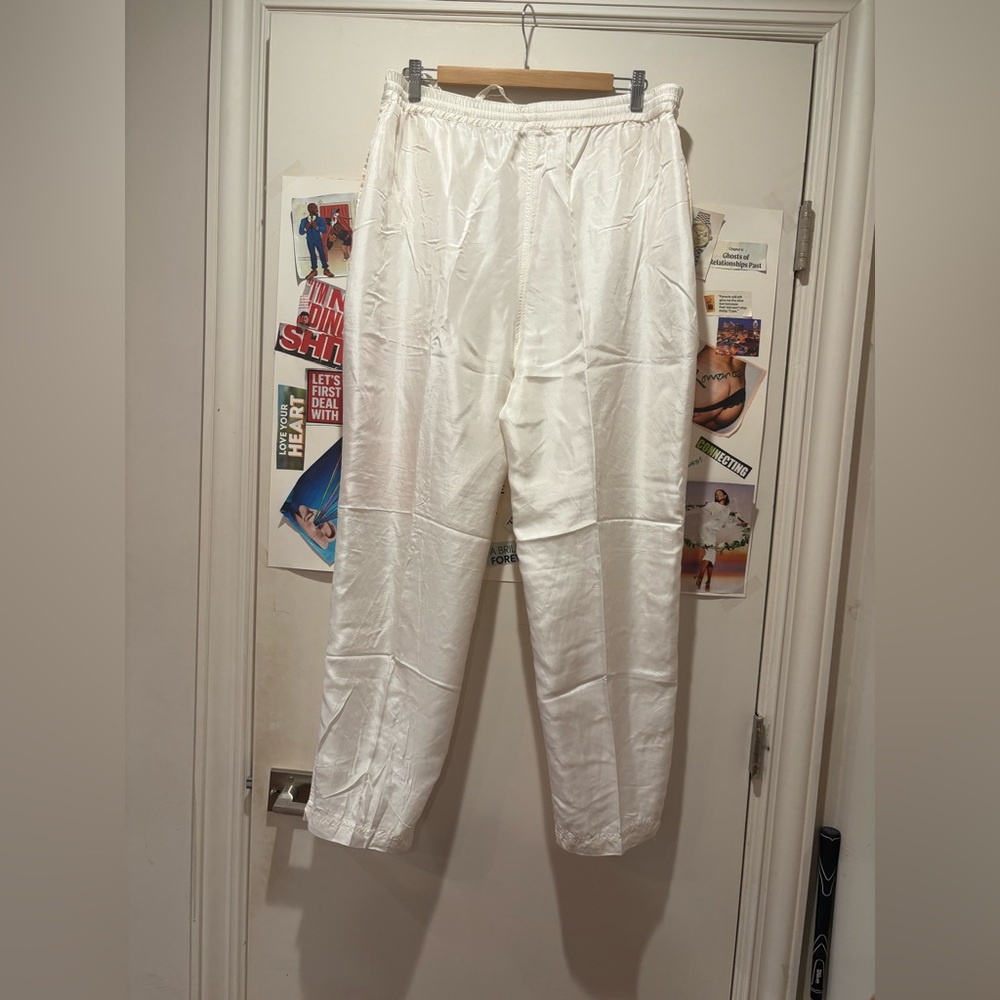 VTG Women's White Silk Joggers - Picture 6 of 9